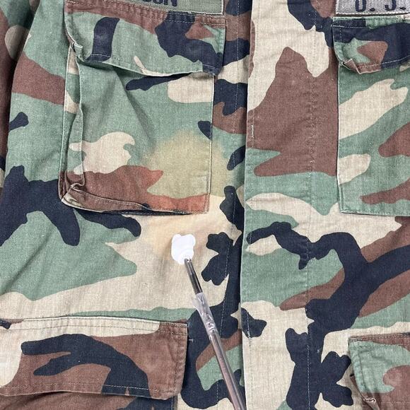 Vintage Military Woodland Camo Tactical Button Up Shirt Small Regular 90s - Picture 4 of 4